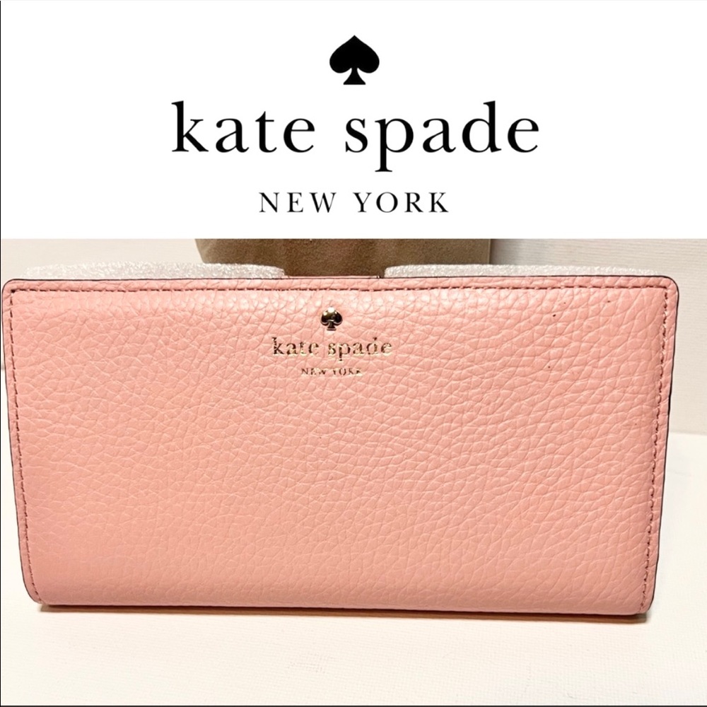 NWT Kate Spade Cobble hill Stacy Leather Wallet in Rosejade